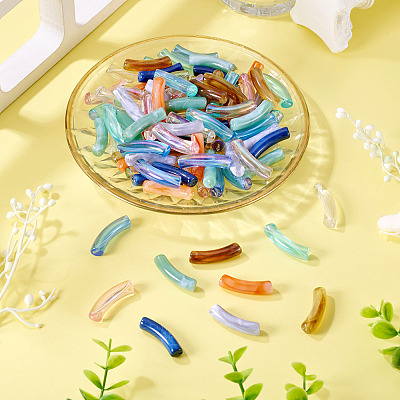 100Pcs 10 Styles Two Tone Acrylic Beads MACR-TA0002-60-1