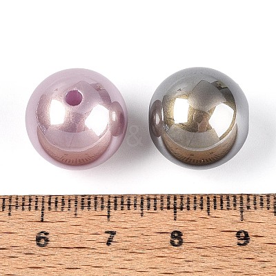 Electroplate ABS Plastic Imitation Pearl Round Beads SACR-T017-74M-1