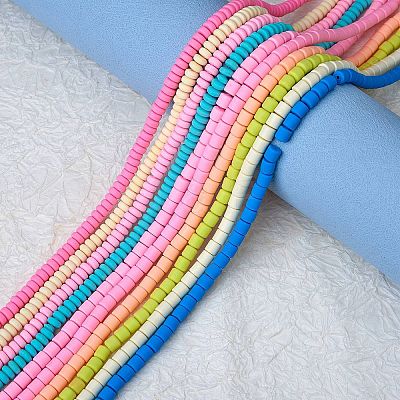 10 Strands 10 Colors Handmade Polymer Clay Beads Strands CLAY-SZ0001-97-1