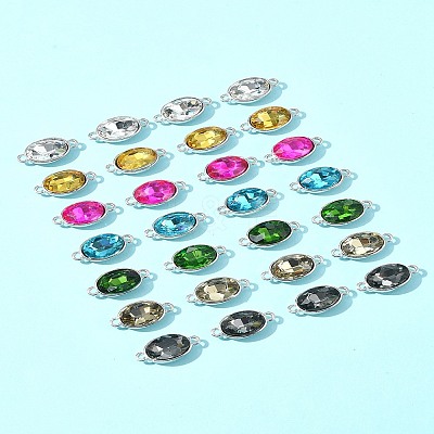28Pcs 7 Colors Alloy Glass Links/Connectors GLAA-FS0001-93-1