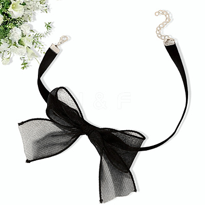 1Pc Gauze Bowknot Fabric Choker Necklaces for Women NJEW-CP0001-06B-1
