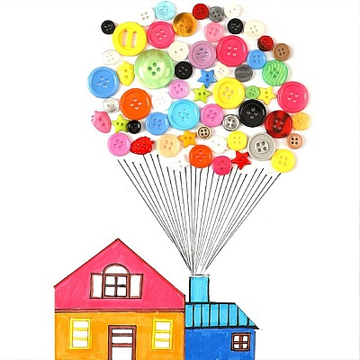 300Pcs 6 Colors Acrylic Buttons BUTT-DJ0001-12-1