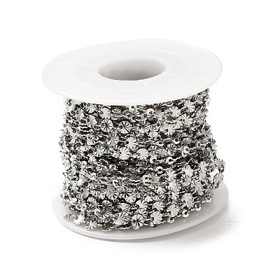 Tarnish Resistant 304 Stainless Steel Flower Link Chains STAS-B041-08P-1