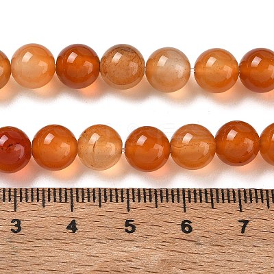 Round Natural Red Agate Bead Strands G-M257-8mm-26-1