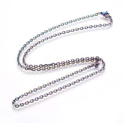 Ion Plating(IP) 304 Stainless Steel Cable Chain Necklaces NJEW-P251-01A-1