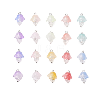 Mushroom Transparent Glass Pendants PALLOY-JF03654-02-1