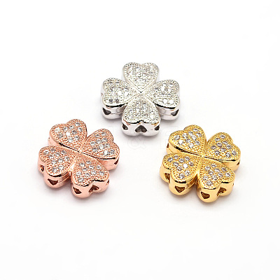 Clover Brass Micro Pave Cubic Zirconia Beads ZIRC-E010-10-1
