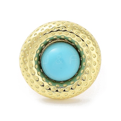 Resin Flat Round Open Cuff Ring RJEW-A035-02G-1