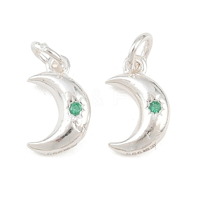 925 Sterling Silver Pave Green Cubic Zirconia Charms STER-A049-08E-S-1