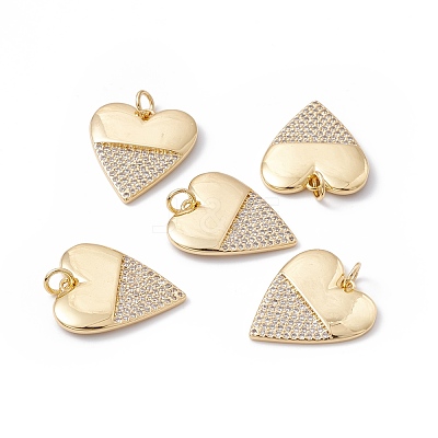 Rack Plating Brass Micro Pave Clear Cubic Zirconia Pendants ZIRC-C040-18G-1