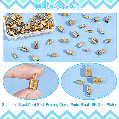 80Pcs 4 Size Ion Plating(IP) 201 Stainless Steel Cord End STAS-UN0049-51-1
