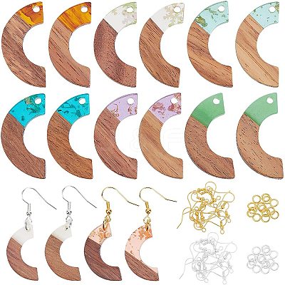 DIY Walnut Wooden Dangle Earring Making Kits DIY-OC0006-65-1