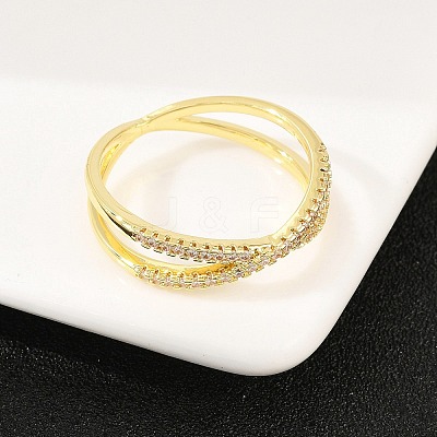 Brass Micro Pave Cubic Zirconia Finger Rings RJEW-D340-01G-06-1