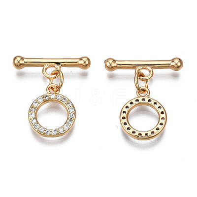 Brass Micro Pave Clear Cubic Zirconia Toggle Clasps X-KK-Q278-014-NF-1