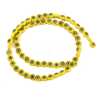 Handmade Millefiori Glass Flat Round Bead Strands LK-P010-06-1