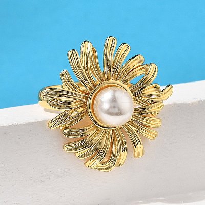 Sunflower Brass Finger Rings for Women RJEW-S622-02G-1