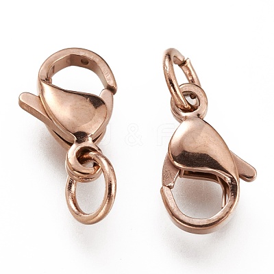 Ion Plating(IP) 304 Stainless Steel Lobster Claw Clasps STAS-G240-01C-RG-1