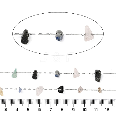 Handmade Natural Mixed Stone Chip Beads Chain CHS-H028-06B-01-1