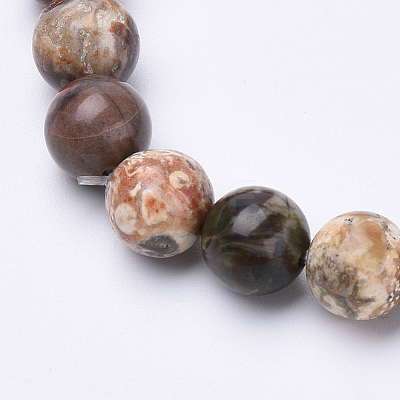 Natural Flower Agate Beaded Stretch Bracelets BJEW-S128-05-1