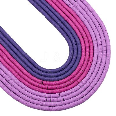 10 Strands 3 Colors Flat Round Handmade Polymer Clay Beads CLAY-SZ0002-03A-1