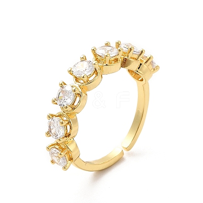 Cubic Zirconia Open Cuff Ring RJEW-C055-01G-01-1