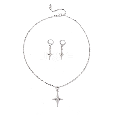 Star Alloy Rhinestone Earring & Necklaces Sets for Women SJEW-JS01359-1