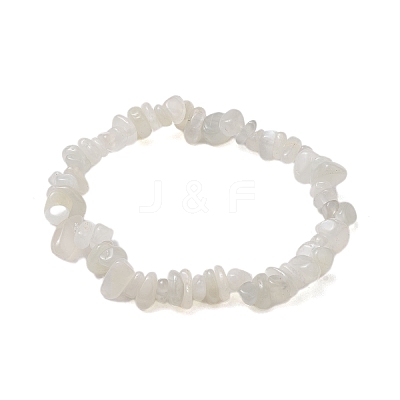 Natural White Moonstone Chip Beaded Stretch Bracelets for Women Men BJEW-JB10665-03-1