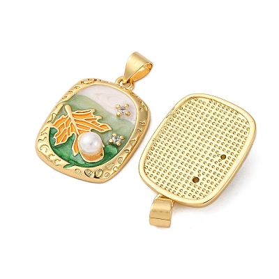 Brass Micro Pave Cubic Zirconia Pendants KK-D390-16G-02-1