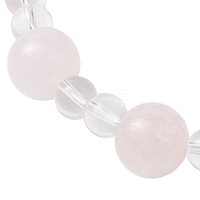 Natural Rose Quartz & Synthetic Quartz Crystal Round Beaded Stretch Bracelets BJEW-JB12246-02-1