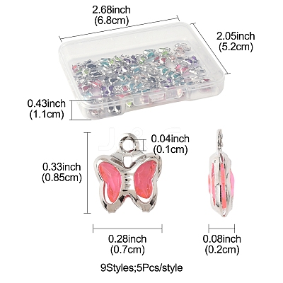 45Pcs 9 Colors Glass Charms KK-FS0001-67-1