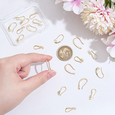 20Pcs 5 Styles Brass Cubic Zirconia Earring Hooks KK-ME0002-56-1