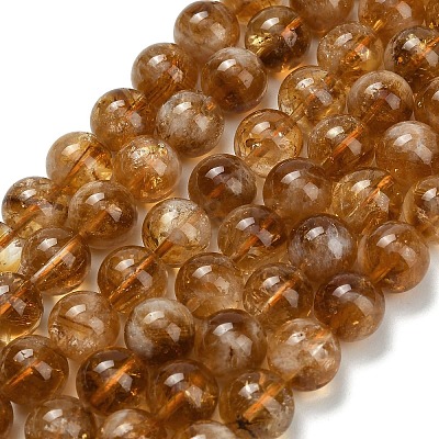 Heated Natural Citrine Beads Strands G-L642-B17-10mm-1