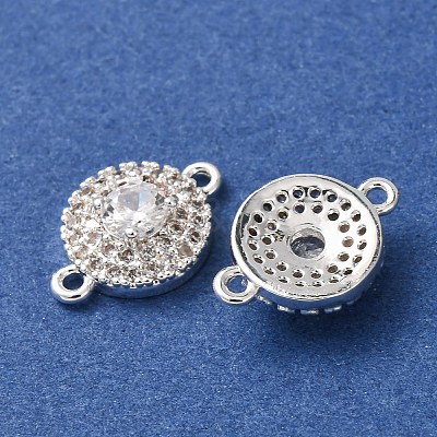 Brass Pave Clear Cubic Zirconia Connector Charms CU-CBAEC99-06S-1