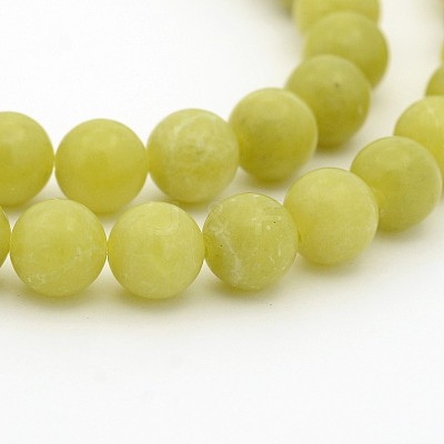 Natural Olive Jade Round Bead Strands G-P070-34-8mm-1