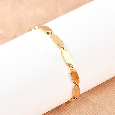 304 Stainless Steel Rhombus Link Chain Bracelets for Men Women BJEW-G766-04G-1