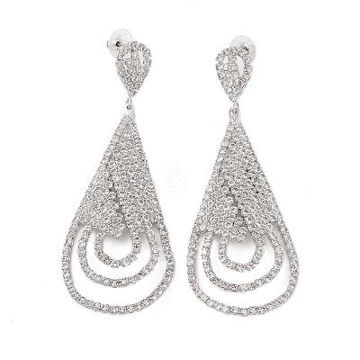 Brass Micro Pave Cubic Zirconia Stud Earrings EJEW-B046-13P-1