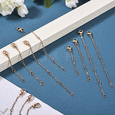 16Pcs 4 Size 304 Stainless Steel Cable Chain Extender STAS-TA0002-33RG-1