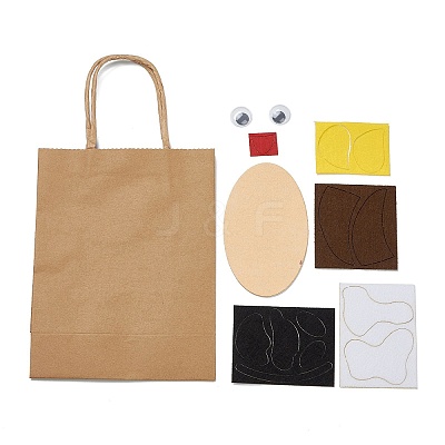 DIY Rectangle with Cattle Pattern Kraft Paper Bag Making Set DIY-F079-12-1