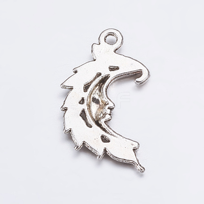 Antique Silver Tone Moon Tibetan Silver Pendants X-AC384-NF-1