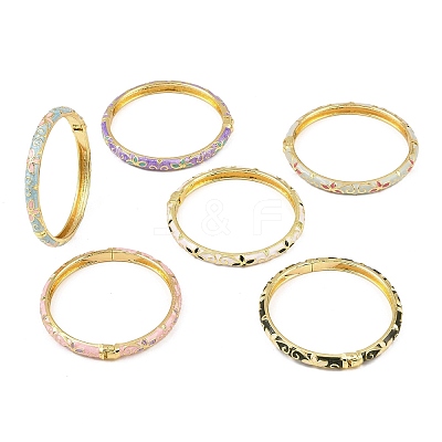 Brass Alloy Hinged Bangles for Women BJEW-K290-01A-G-1