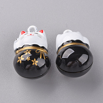Baking Paint Brass Bell Pendants X-KKB-S002-010B-1