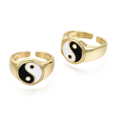 Brass Enamel Cuff Rings X-RJEW-S044-136-NF-1