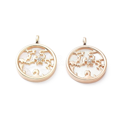 Rack Plating Brass Shell Pendants KK-A183-39G-1