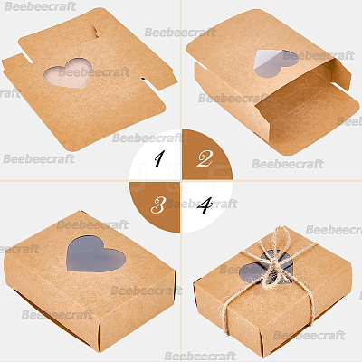 40Pcs 4 Styles Rectangle Kraft Paper Visible Window Jewelry Gift Boxes CON-BBC0001-15-1