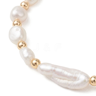 Natural Cultured Freshwater Pearl & Baroque Pearl Keshi Beads Stretch Bracelets for Women BJEW-JB13515-1