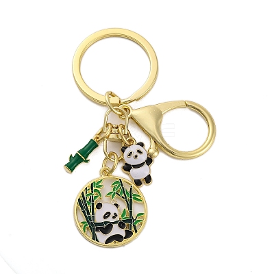 Rack Plating Panda Zinc Alloy Enamel Pendant Keychain KEYC-G064-01E-1