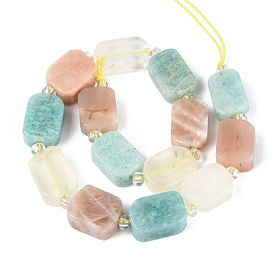 Natural Lemon Quartz & Flower Amazonite & Sunstone Beads Strands G-N358-02A-08-1