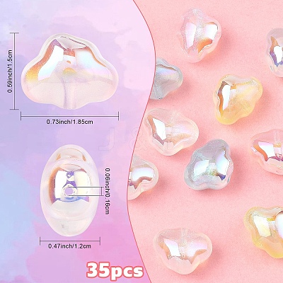 35Pcs 7 Colors Transparent Acrylic Beads MACR-YW0004-64-1