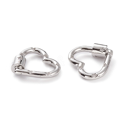 Brass Micro Pave Clear Cubic Zirconia Screw Carabiner Lock KK-C100-45G-1