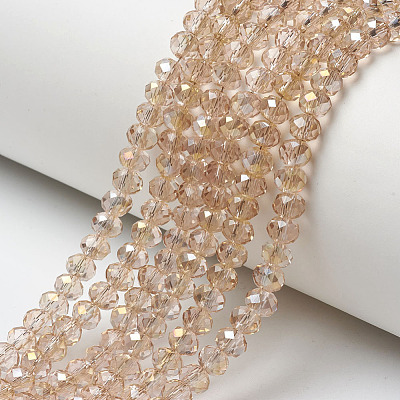 Electroplate Transparent Glass Beads Strands EGLA-A034-T6mm-H04-1